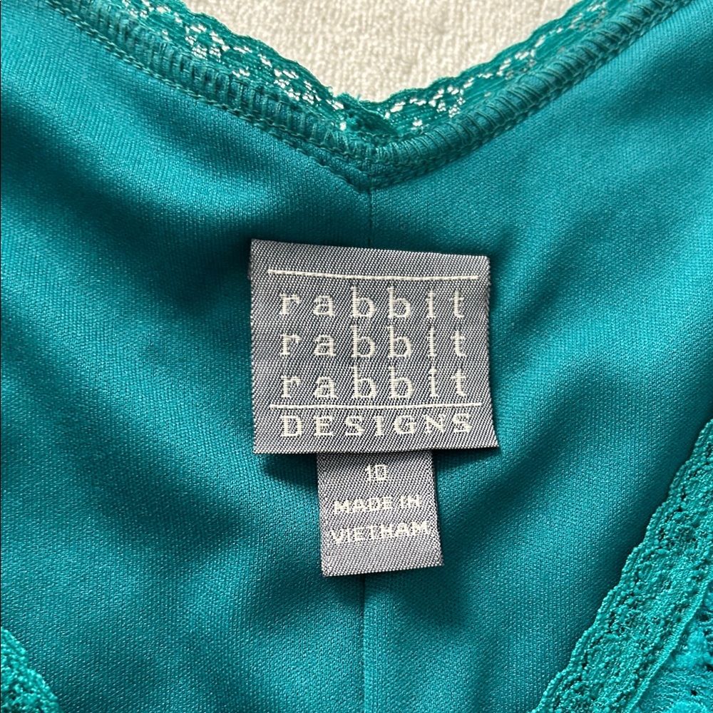 Rabbit Rabbit Rabbit Teal Long Sleeve Women’s Dress Size 10 - Picture 2 of 5